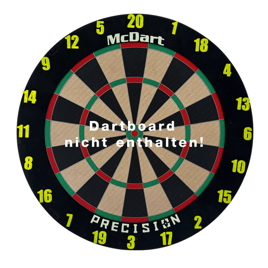 Anelli numerati per freccette McDart / Anello numerato classico Auf dem Bild ist ein klassisches gelbes Board zu sehen. Das Board ist einfach und funktional gestaltet.