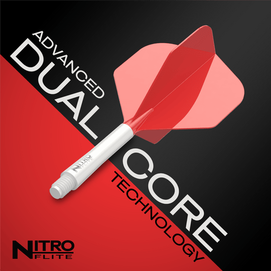 Red Dragon Nitroflite - Asta bianca, alette rosse n. 2 Gezeigt wird das Red Dragon Nitroflite Set, bestehend aus weißen Schäften und roten No2 Flights. Dieses Produkt eignet sich perfekt für ambitionierte Dartspieler.