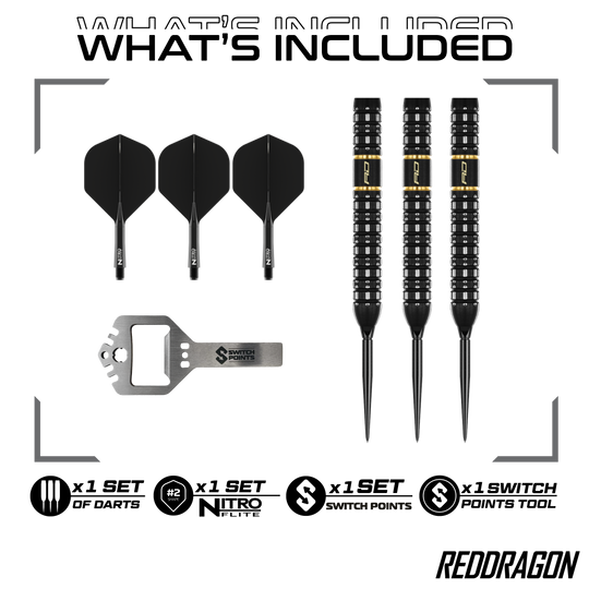 Dardi d'acciaio Red Dragon Ascend Parallel Switch Point Hier sind die Red Dragon Ascend Parallel Switch Point Steeldarts zu sehen. Sie verfügen über eine parallele Form und wechselbare Spitzen.