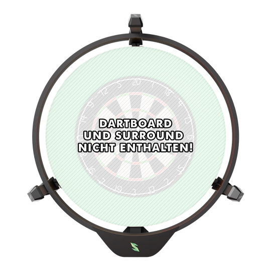 Sistema di punteggio automatico elettronico Scolia Home 2 con anello luminoso 2026 Das Bild zeigt das Scolia Home 2 Electronic Score System mit einem Beleuchtungsring. In der Mitte steht: "Dartboard und Surround nicht enthalten!"