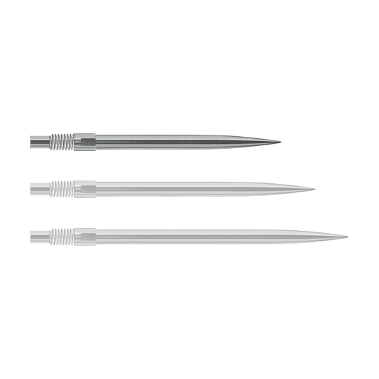 Punte per freccette Harrows Quick Point - Argento Abgebildet sind Harrows QuickPoint Dartspitzen in Silber, 30mm lang. Das Foto stellt das Produkt aus einer anderen Perspektive dar.