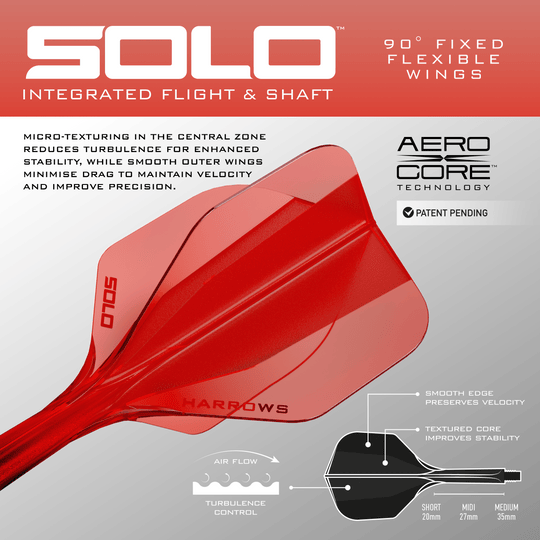Sistema di alberi di volo Harrows Solo No6 - Rosso Das Foto zeigt das Harrows Solo No6 Flight-Shaft-System in Rot. Es verbindet den Flight mit dem Shaft und sorgt für festen Halt beim Dartspiel.