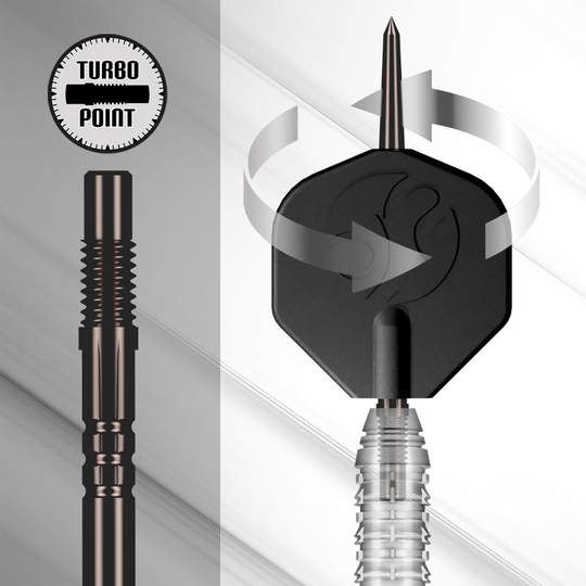 Strumento Shot Turbo Point Das Foto zeigt das Shot Turbo Point Tool. Dieses Tool wird für den Wechsel und die Pflege von Dartspitzen verwendet.