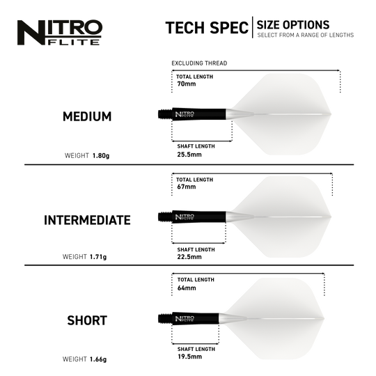 Red Dragon Nitroflite Black Shaft White Flights No2 Hier sieht man das Produkt Red Dragon Nitroflite Black Shaft White Flights No2. Diese Dart-Zubehörteile haben einen schwarzen Schaft und weiße Flights.