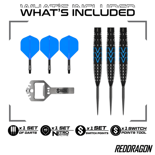 Dardi in acciaio Red Dragon AMP Torpedo Switch Point Auf dem Bild ist Red Dragon AMP Torpedo Switch Point Steeldarts zu sehen. Diese Darts bieten eine innovative Switch Point Funktion.