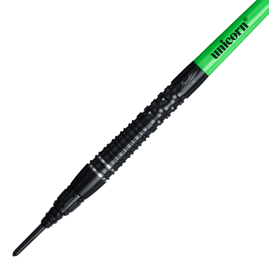 Unicorn Wraith Gary Anderson Phase 6 Freccette morbide - 20 g Auf dem Bild sind die Unicorn Wraith Gary Anderson Phase 6 Softdarts - 20g abgebildet. Das Produkt wird aus einer anderen Perspektive gezeigt.