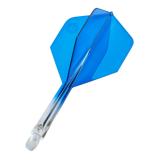 Alette standard Unicorn Forge Two Tone No2 - Blu trasparente Unicorn Forge Two Tone No2 Standard Flights in Klar Blau, Medium, sind zu sehen. Es sind Ersatz-Flights für Dartpfeile.