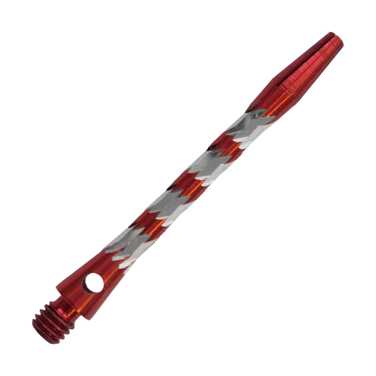 Aste in alluminio Bulls NL Minor - Rosse - 46 mm Bulls NL Minor Aluminium Shafts in Rot, 46 mm lang. Abgebildet ist ein roter Aluminiumschaft für Dartpfeile.