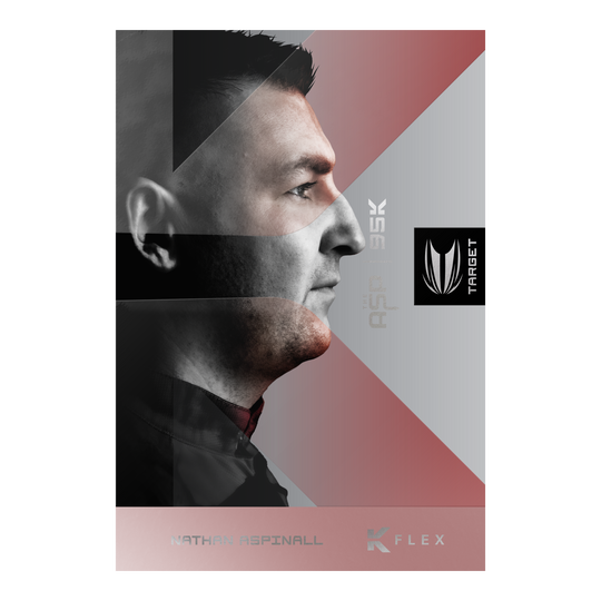 Auf dem Bild sieht man die Target Nathan Aspinall 95K Softdarts - 18g. Diese Softdarts sind besonders für professionelle Darts-Spieler geeignet.