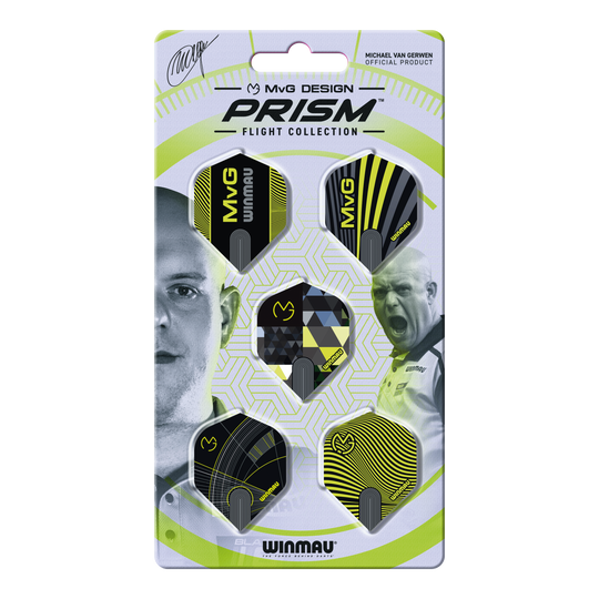 Winmau Michael Van Gerwen Prisma No2 Collezione di voli standard Hier ist die Winmau Michael Van Gerwen Prism No2 Standard Flight Collection zu sehen. Die Sammlung bietet verschiedene Dart Flights.