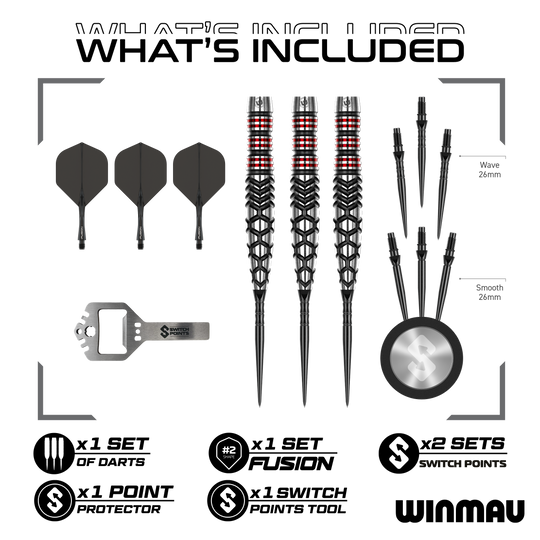 Punti di commutazione del siluro Winmau Fornax Steeldarts Abgebildet sind die Winmau Fornax Torpedo Switch Points Steeldarts. Sie zeichnen sich durch ihr innovatives Design und hochwertige Verarbeitung aus.
