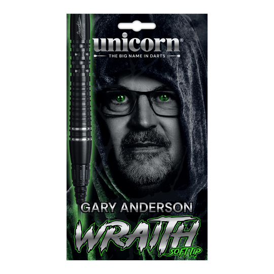 Unicorn Wraith Gary Anderson Phase 6 Freccette morbide - 20 g Unicorn Wraith Gary Anderson Phase 6 Softdarts mit 20g Gewicht ist auf dem Bild zu sehen. Der Softdart ist detailliert dargestellt.