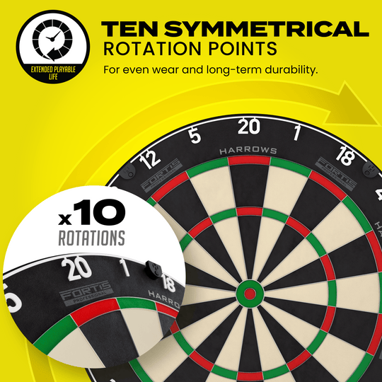 Bersaglio per freccette in acciaio Harrows Fortis Das Bild zeigt das Produkt Harrows Fortis Steeldartboard. Es handelt sich um eine Steeldartscheibe für das Dartspiel.