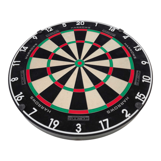 Bersaglio per freccette in acciaio Harrows Fortis Das Bild zeigt das Harrows Fortis Steeldartboard in einer Nahaufnahme. Die Dartscheibe ist für höchste Ansprüche entwickelt.