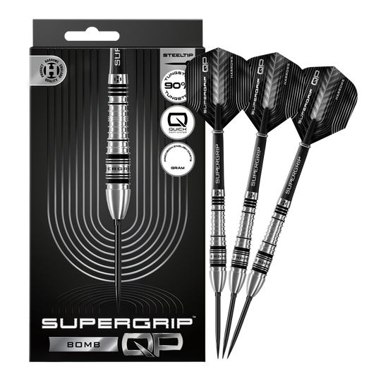 Freccette in acciaio Harrows Supergrip Bomb Quick Point Abgebildet sind die Harrows Supergrip Bomb Quick Point Steeldarts in voller Länge. Sie eignen sich ideal für ambitionierte Dartspieler.