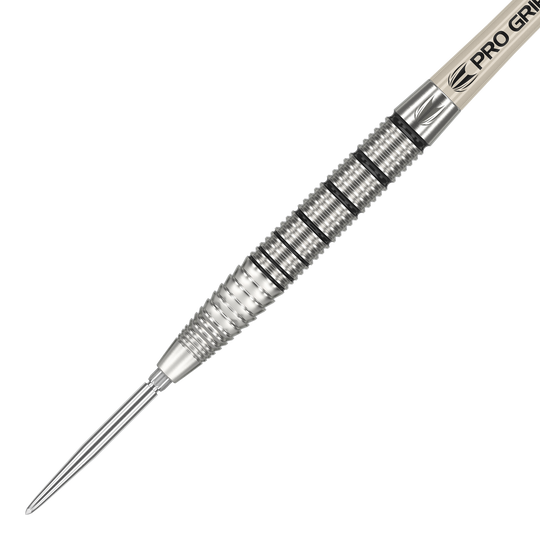Freccette in acciaio Target EXO SP02 Swiss Point Das Bild zeigt einen Target EXO SP02 Swiss Point Steeldart. Der Dart ist silberfarben und hat eine fein gerillte Griffzone für besseren Halt.