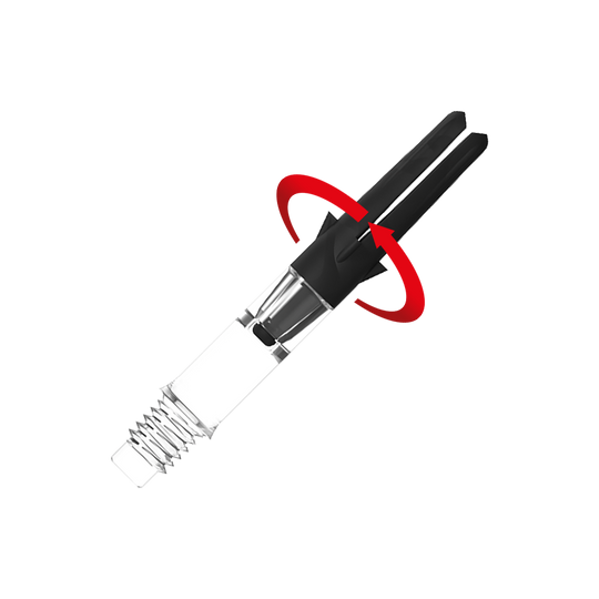 L-L-Style-Shaft Carbon Silent Straight - Trasparente Zu sehen ist ein Produkt mit dem Namen L-Style L-Shaft Carbon Silent Straight Clear OhneKappen 32mm 2 Symbol. Es scheint ein Schaft für Dartpfeile zu sein.