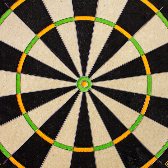 3023_Winmau_Champions_Choice_DualCore_Dartboard_31OalkqlJd5YsR Winmau Champions Choice DualCore Dartboard aus direkter Perspektive. Das Board besitzt klar erkennbare Segmente.