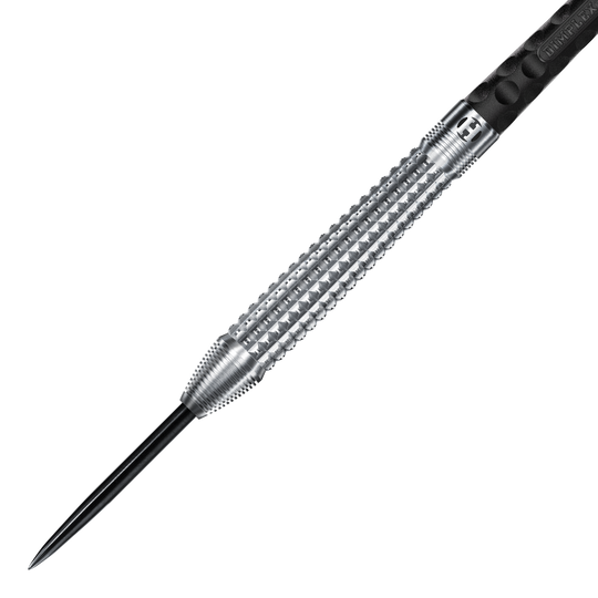 Freccette in acciaio conico Harrows Dimplex S3 Auf dem Bild ist ein Harrows Dimplex S3 Tapered Steeldart zu sehen. Der Dartpfeil hat eine silberne, strukturierte Griffzone und eine scharfe Stahlspitze.