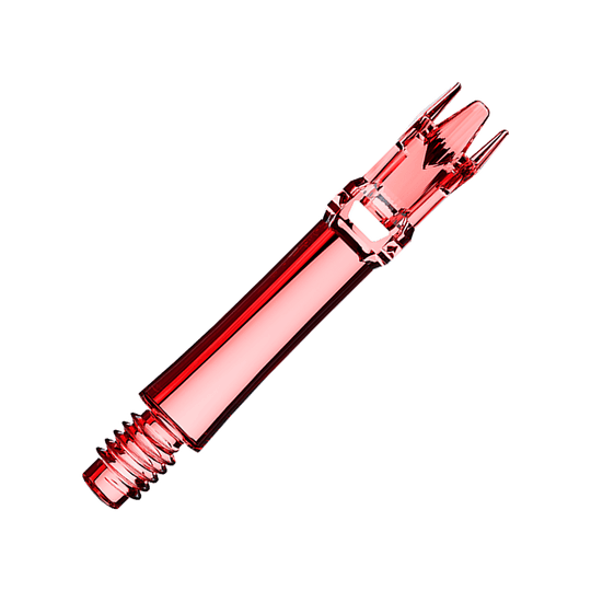 Alberi di ricambio per sistema L-Style - Rosso trasparente Das Bild präsentiert zwei rote transparente Ersatzshafts. Die Shafts liegen parallel.
