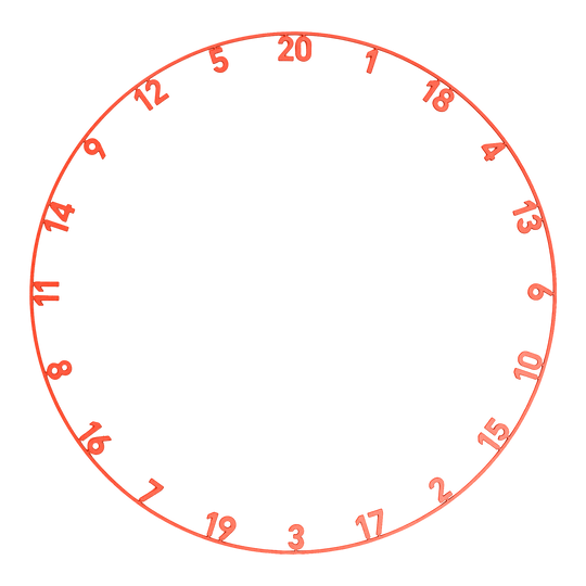 Bersaglio per freccette in acciaio Precise 180 Endorphine con anello numerico - Inferno Red Auf dem Bild sieht man das Precise 180 Endorphine Steeldartboard mit Nummernring in der Farbe Inferno Red. Das Dartboard hat ein auffälliges rotes Design.