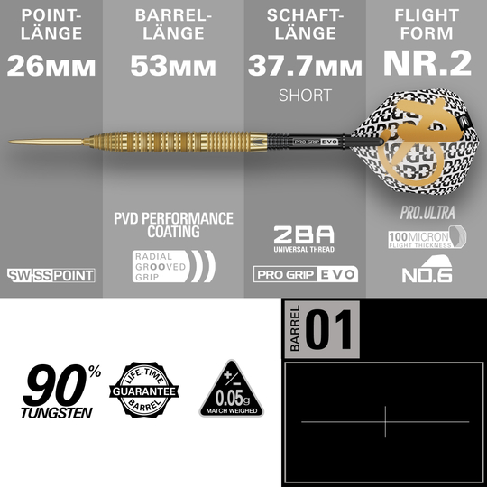Freccette in acciaio Target Bolide Envy 01 Swiss Point Hier sind die Target Bolide Envy 01 Swiss Point Steeldarts zu sehen. Diese Pfeile überzeugen durch ihr modernes Design und hochwertige Verarbeitung.