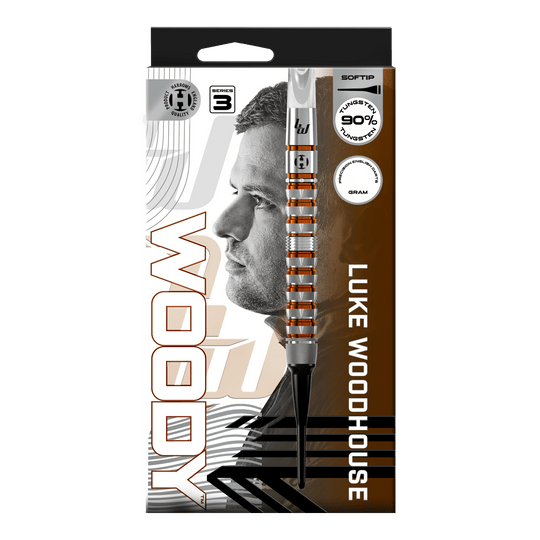 Freccette morbide Luke Woodhouse Series 3 di Harrow - 18 g Hier ist das Produkt Harrows Luke Woodhouse Series 3 Softdarts - 18g zu sehen. Das Foto stellt die Softdarts in der 18-Gramm-Ausführung dar.