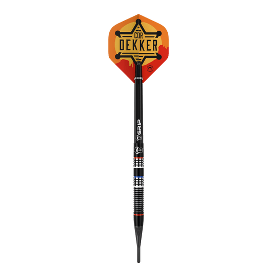 Bulls Cor Dekker The Sheriff Soft Darts - 20 g Auf dem Bild ist Bulls Cor Dekker The Sheriff Softdarts - 20g abgebildet. Diese hochwertigen Softdarts sind für elektronische Dartboards geeignet.