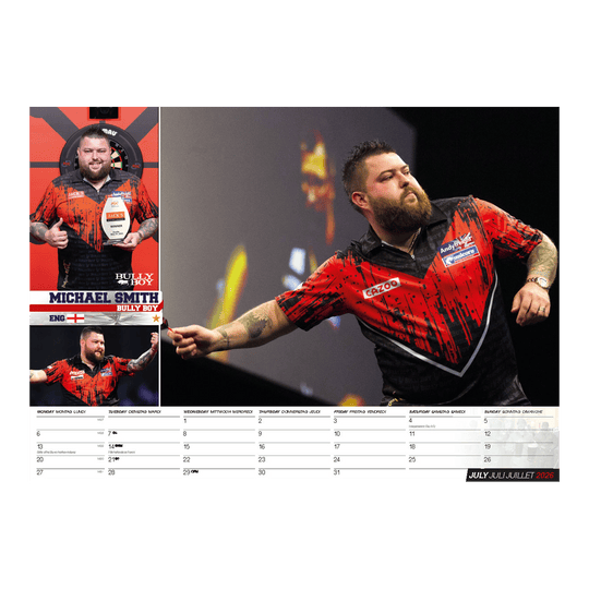 Calendario freccette 2026 Der Darts Kalender 2026 ist auf diesem Bild zu sehen. Es zeigt eine Vorschau des Kalenders für Dart-Fans.