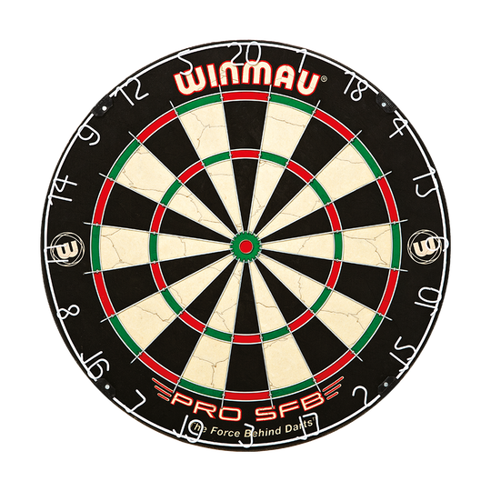 1602_Winmau_Pro_SFB_Dartboard_1Fx9cZbulZ9yaC Winmau Pro SFB Dartboard in detaillierter Ansicht. Die Zahlen und Sektoren sind klar sichtbar.