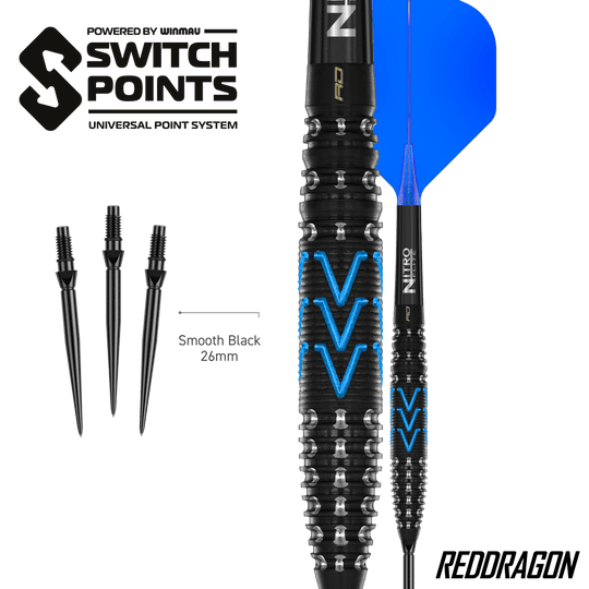 Dardi in acciaio Red Dragon AMP Torpedo Switch Point Hier sieht man die Red Dragon AMP Torpedo Switch Point Steeldarts. Diese Darts sind für präzises Werfen entwickelt worden.