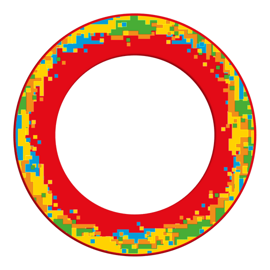 Dargestellt ist ein roter Dartboard-Surround. Das Produkt schützt die Wand rund um die Dartscheibe.
