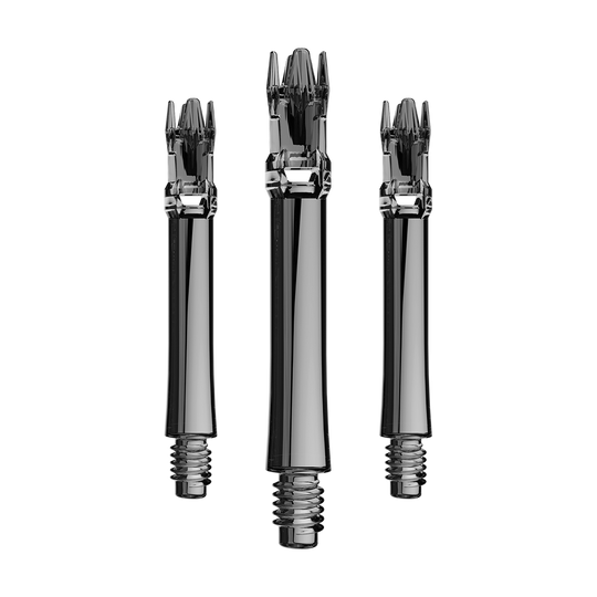 Alberi di ricambio L-Style L-System - Nero trasparente Mehrere transparente schwarze Ersatzshafts sind gemeinsam dargestellt. Sie sind nebeneinander angeordnet.