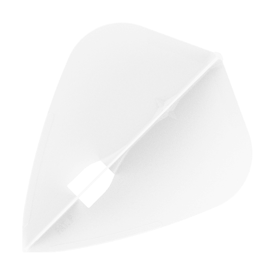 L-Style Champagne L4PRO Kite Flights Dies ist ein weißes Dart-Flight in Form eines Drachens. Es hat ein einfaches, durchsichtiges Design ohne Muster.