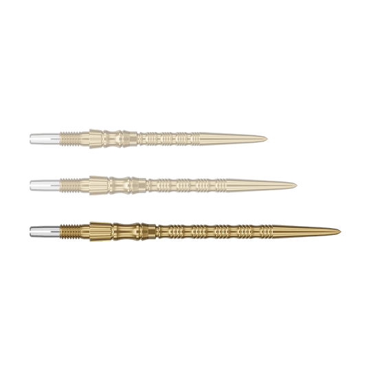 Punte per freccette Target Signature Swiss Point TRB in acciaio - oro Zu sehen ist eine goldene Dartspitze mit einer Länge von 42mm. Es handelt sich um eine Target SwissPoint Signature TRB Dartspitze.