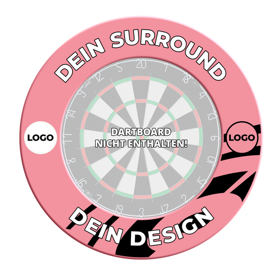 Abgebildet ist ein pinkfarbenes Dartboard-Surround. Dieses Zubehör schützt die Wand beim Dartspielen und sieht modern aus.
