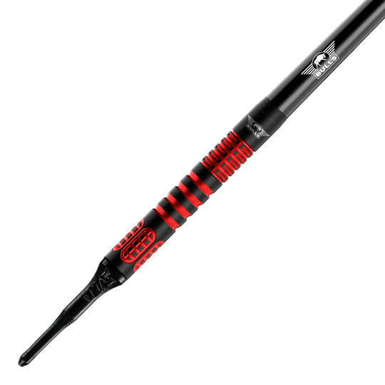 Bulls NL Stefan Bellmont 90 freccette morbide - 20 g Abgebildet sind Bulls NL Stefan Bellmont 90 Softdarts mit 20 Gramm Gewicht. Sie sind für das Softdartspiel konzipiert.