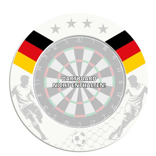 Bersaglio per freccette McDart Football Hier ist das McDart Fußball Dartboard Surround abgebildet. Es handelt sich um eine Schutzumrandung für ein Dartboard.