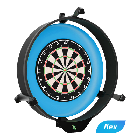 Scolia Home 2 FLEX - Sistema di punteggio automatico elettronico con anello luminoso 2026 Das Bild zeigt das Produkt „Scolia Home 2 FLEX – Electronic Score System mit Beleuchtungsring“. Es ist ein elektronisches Punktesystem für Dartscheiben mit einem leuchtenden Ring zur besseren Sichtbarkeit.