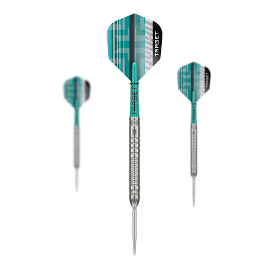 Freccette in acciaio Target Hydro 03 Swiss Point Hier ist das Set der Target Hydro 03 Swiss Point Steeldarts abgebildet. Es handelt sich um ein komplettes Dart-Set für professionelle Spiele.
