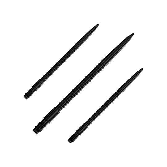 Punte per freccette Mission R2.5 Rapid Point GV1 - Nere Das Bild trägt die Bezeichnung M002177_Mission_R25_Rapid_Point_GV1_Dartspitzen_Schwarz_40mm_1Set. Es handelt sich vermutlich um ein Set schwarzer Dartspitzen mit 40mm Länge.
