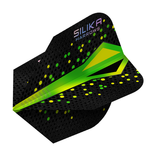 Rivestimento cristallino resistente Harrows Silika Colourshift Verde No6 Voli Hier werden die Harrows Silika Colourshift Tough Crystalline Coating No6 Flights gezeigt. Das Produkt weist eine markante Optik auf.