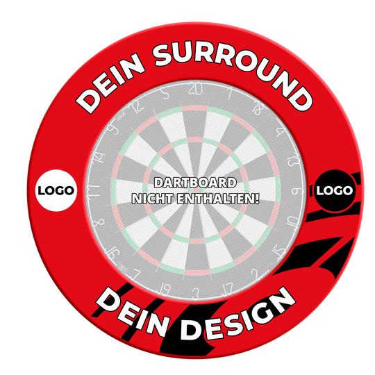 Cornice per bersaglio con il tuo design Hier ist ein weiteres rotes Dartboard-Surround abgebildet. Es schützt die Wand und verschönert das Dart-Setup.