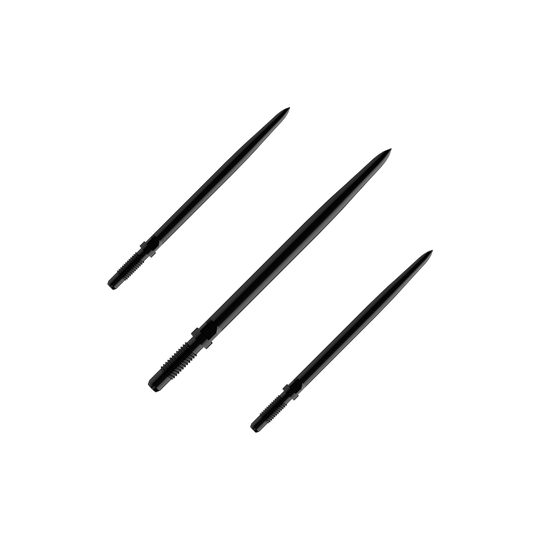 Punte per freccette convertibili Bulls NL - Lisce - Nere Das Bild zeigt einen Artikel mit dem Namen BU57700_BullsNL_Convertible_Points_Smooth_Schwarz_32mm_1Set. Es handelt sich vermutlich um einen Satz schwarzer, glatter Dartspitzen mit einer Länge von 32 mm.