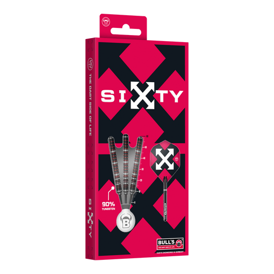 Freccette in acciaio Bulls Sixty S2 Hier sind die Bulls Sixty S2 Steeldarts abgebildet. Die Steeldarts haben ein schlankes Design und eignen sich für professionelle Spieler.