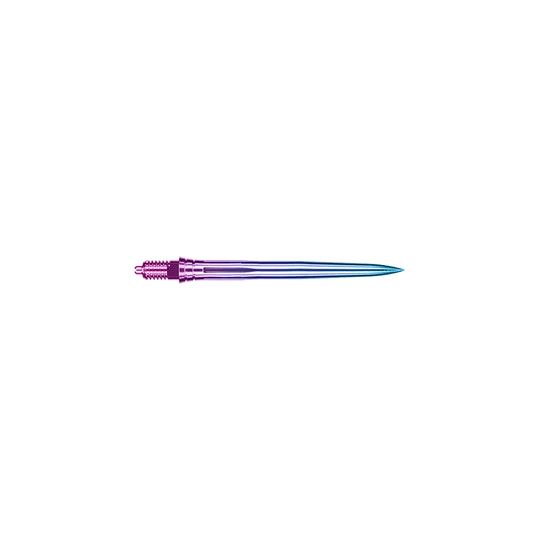 Punte per freccette Caliburn EZ-EVO - Lisce - Arcobaleno Glatte Dartspitze im Regenbogen-Farbverlauf, 28 mm Länge. Die Spitze ist mehrfach abgebildet.