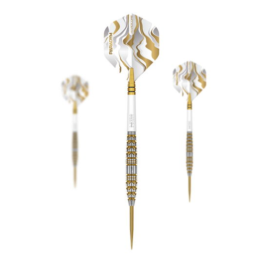 Freccette in acciaio Red Dragon Paradym Gold Torpedo Zu sehen ist das Set der Red Dragon Paradym Gold Torpedo Steeldarts. Dieses Produkt besteht aus mehreren hochwertigen goldenen Steeldarts.