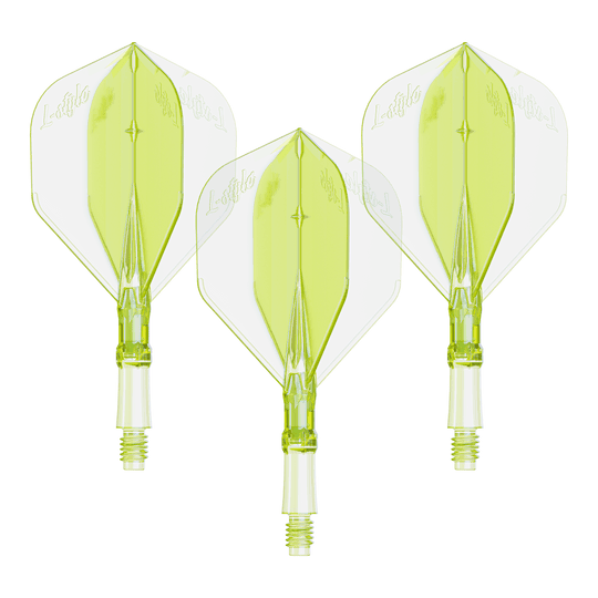 Voli L-Style L-Sytem - Giallo neon Das Bild zeigt ein Set von Flights für Dartpfeile in Neon-Gelb, kleine Größe. Geeignet für das L-Style L-System.