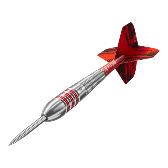 Target Nathan Aspinall freccette in ottone e acciaio - 22 g Auf dem Bild sind die Target Nathan Aspinall Brass Steeldarts - 22g abgebildet. Die Darts haben eine spezielle Struktur für einen besseren Griff.