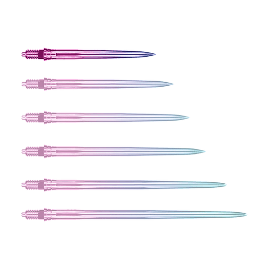 Punte per freccette Caliburn EZ-EVO - Lisce - Arcobaleno Ein Bild mit dem Dateinamen EVO189_Caliburn_EZ-EVO_Dartspitzen_Smooth_Rainbow_28mm_1. Es zeigt vermutlich Dartspitzen in Regenbogenfarben mit einer Länge von 28 mm.